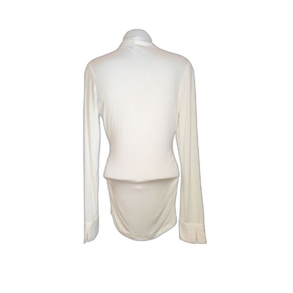 Cabi White Ruched Long Sleeve V-Neck Pullover Blouse Size M - Picture 3 of 11